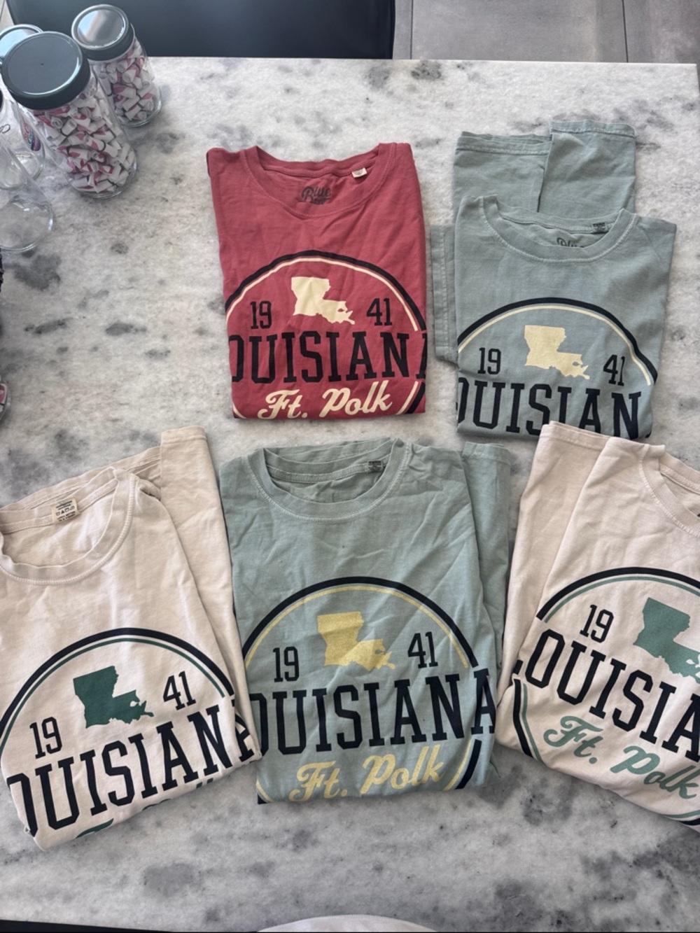 Blue 84 Louisiana Ft. Polk Graphic Short Sleeve Tee - Red, Sage, Cream